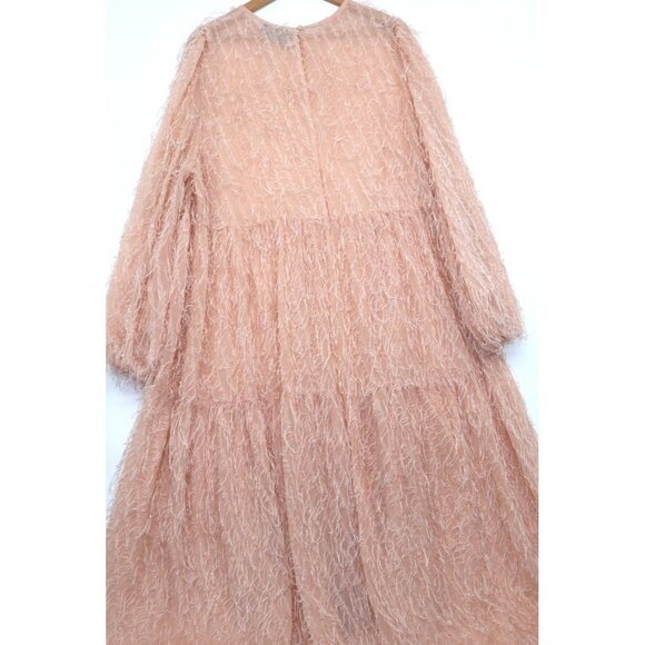 H&M Studio Design Womens Curve Tiered Shimmer Feather-Like Sz18 Flowy Babydoll - Picture 1 of 15